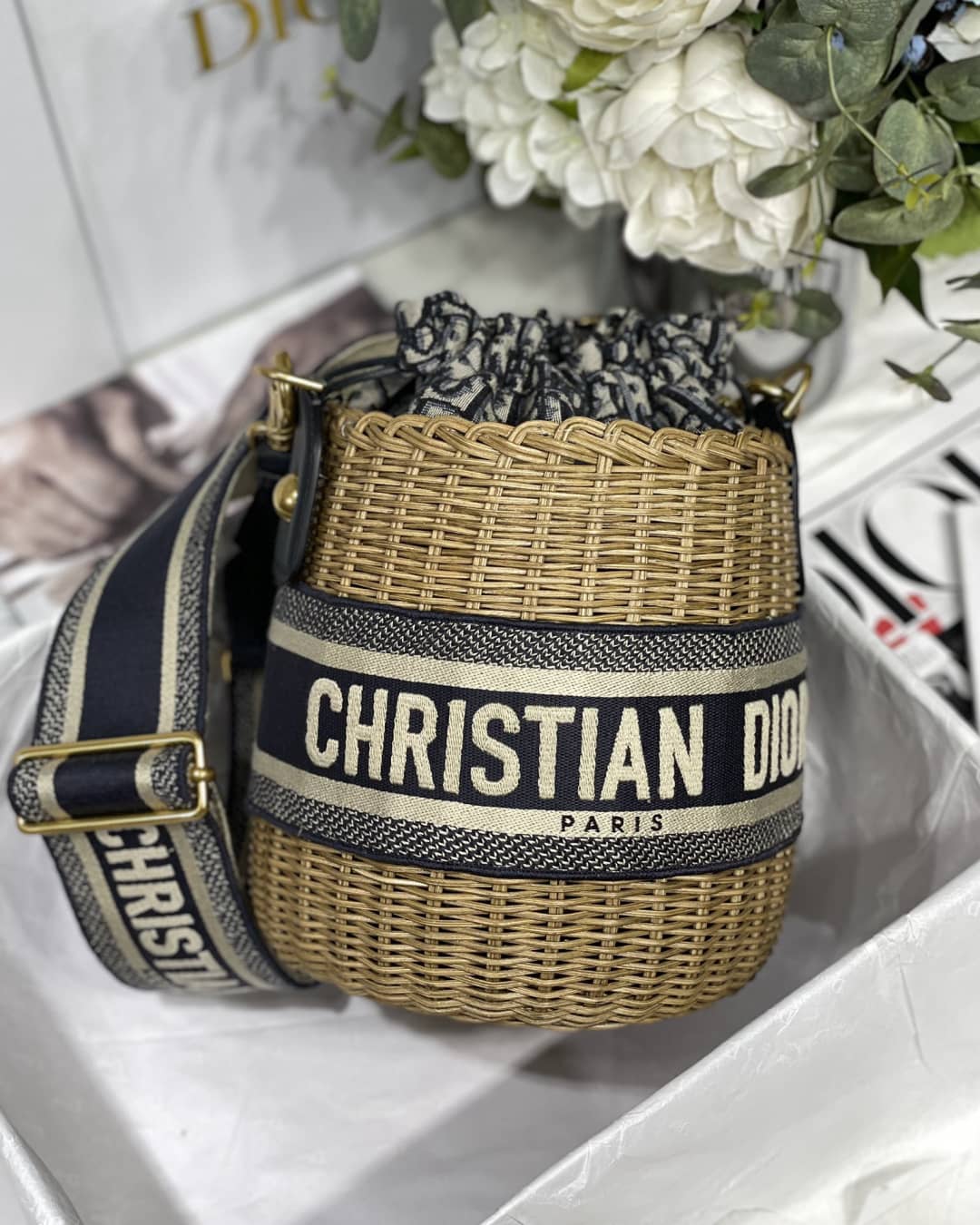 Christian Dior Oblique Dior Wicker Bucket Bag