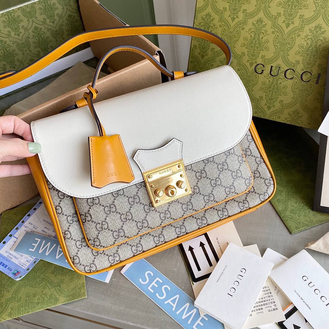 Gucci Padlock Small GG Supreme Canvas Shoulder Bag Replica White 644527