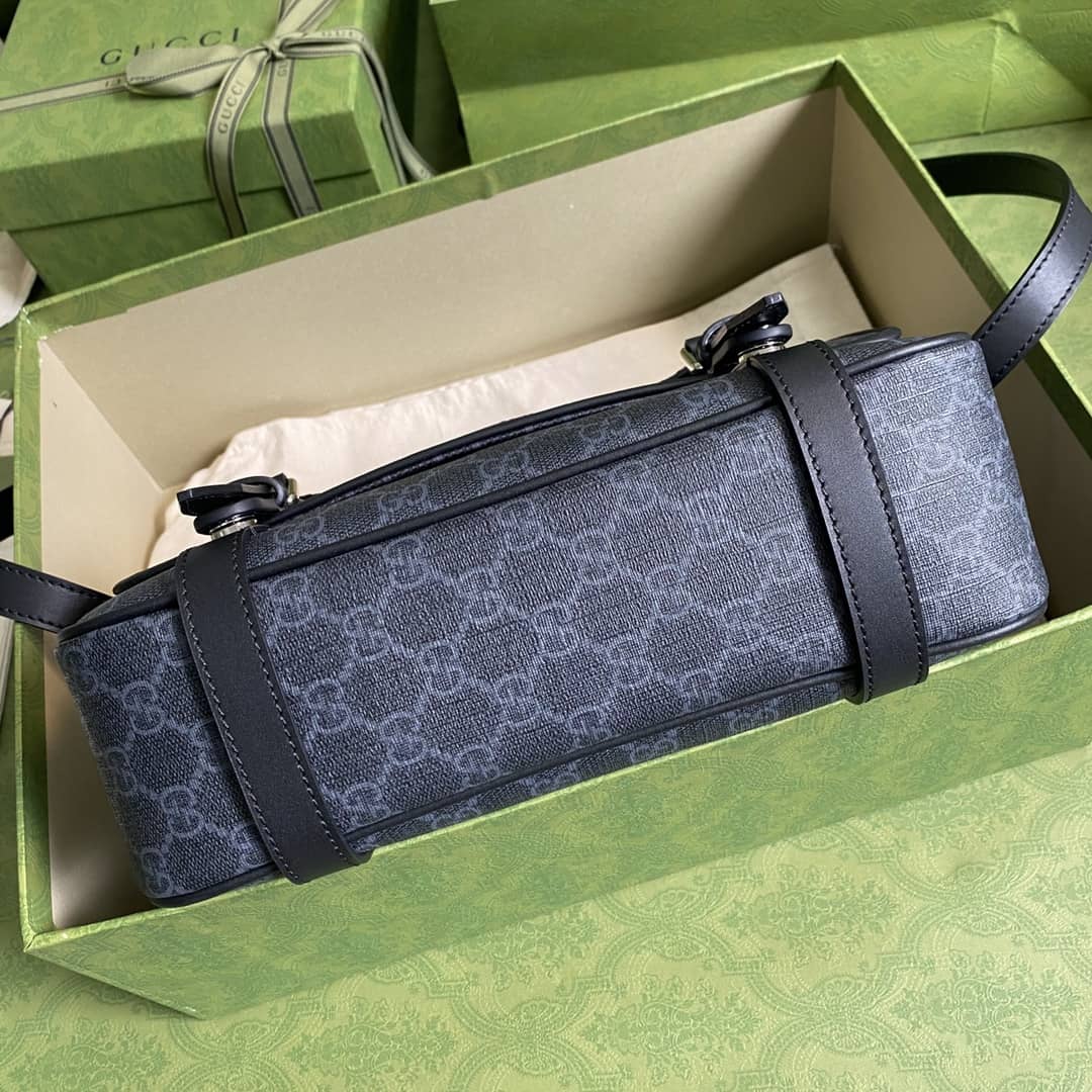 Gucci Mens GG Supreme Canvas Messenger Bag Black Replica 658542
