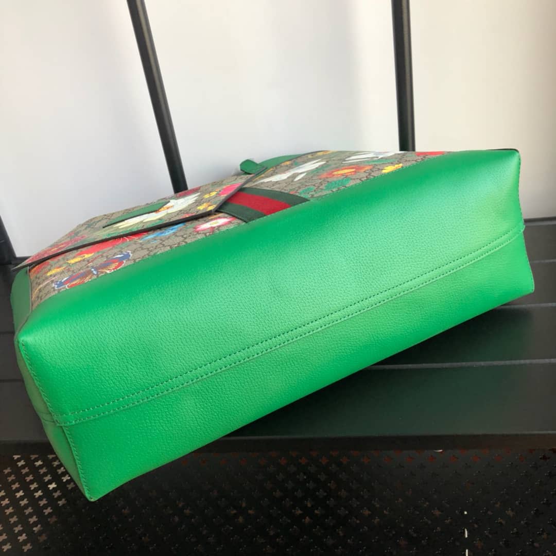 Gucci Ophidia Web Soft GG Supreme Tote Replica Green 547947