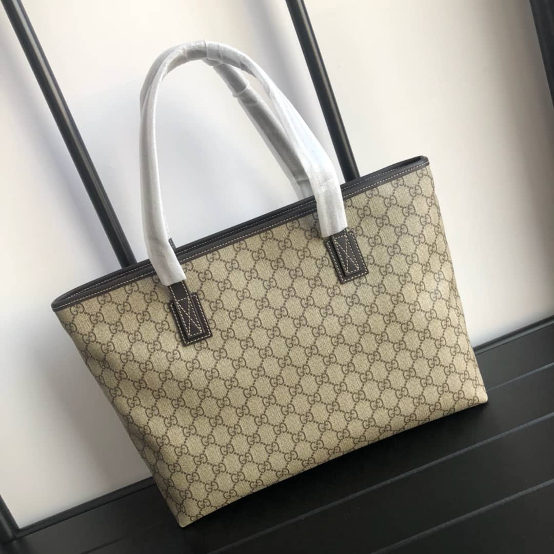 Gucci GG Plus Large Zip Top PVC Replica Tote Gray Black  211137