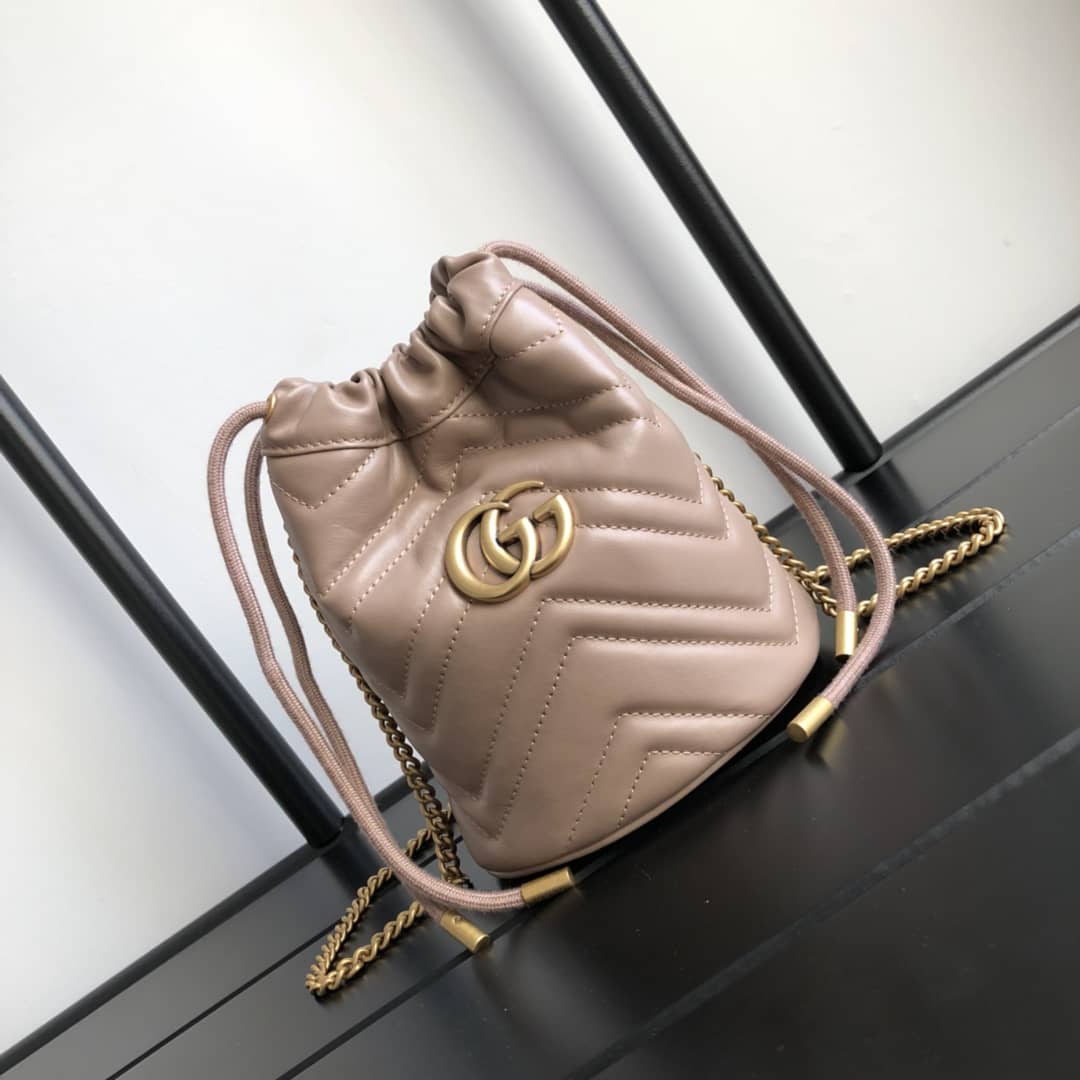 Gucci GG Marmont Mini Bucket Crossbody Bag Replica Pink 575163