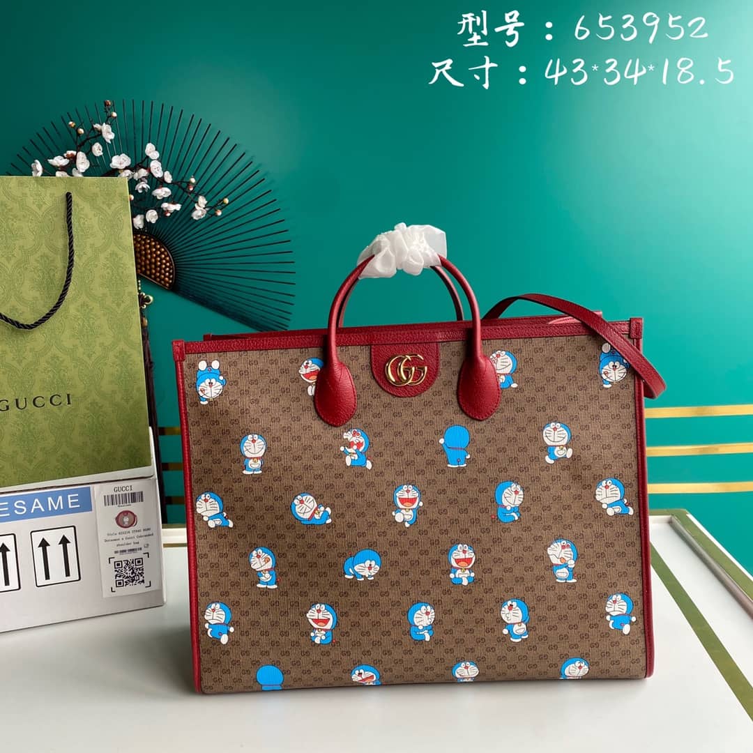 Gucci GG Supreme Doraemon 2Way Mini Tote Replica 653952