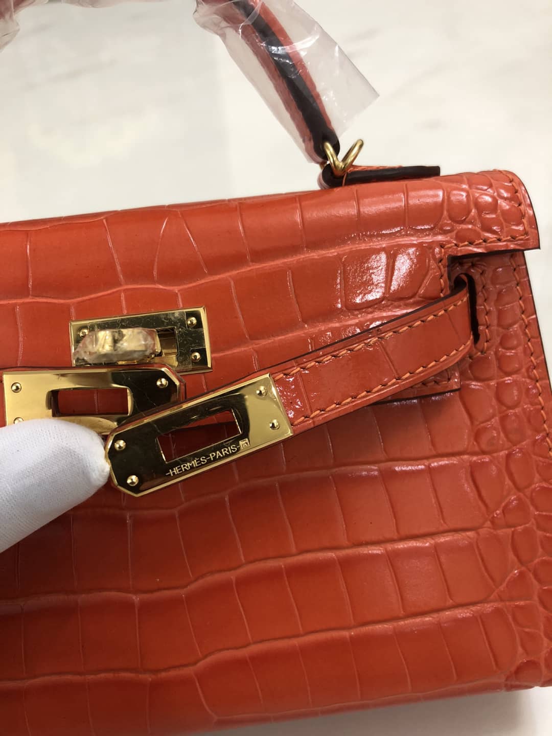 Hermes Kelly Dupe Mini19CM Crocodile Shiny Replica Bag