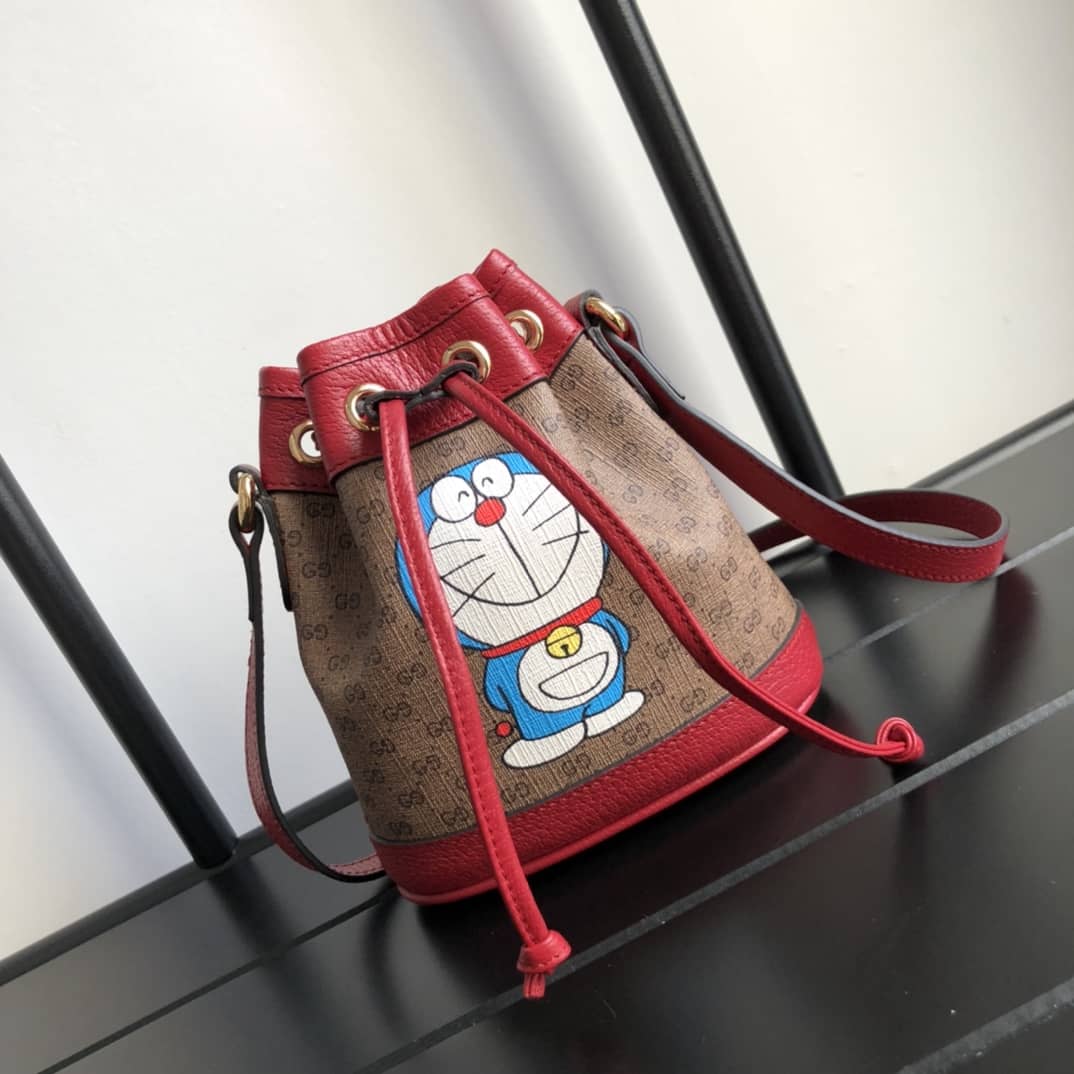Gucci X Doraemon Mini Bucket Bag Replica 647801