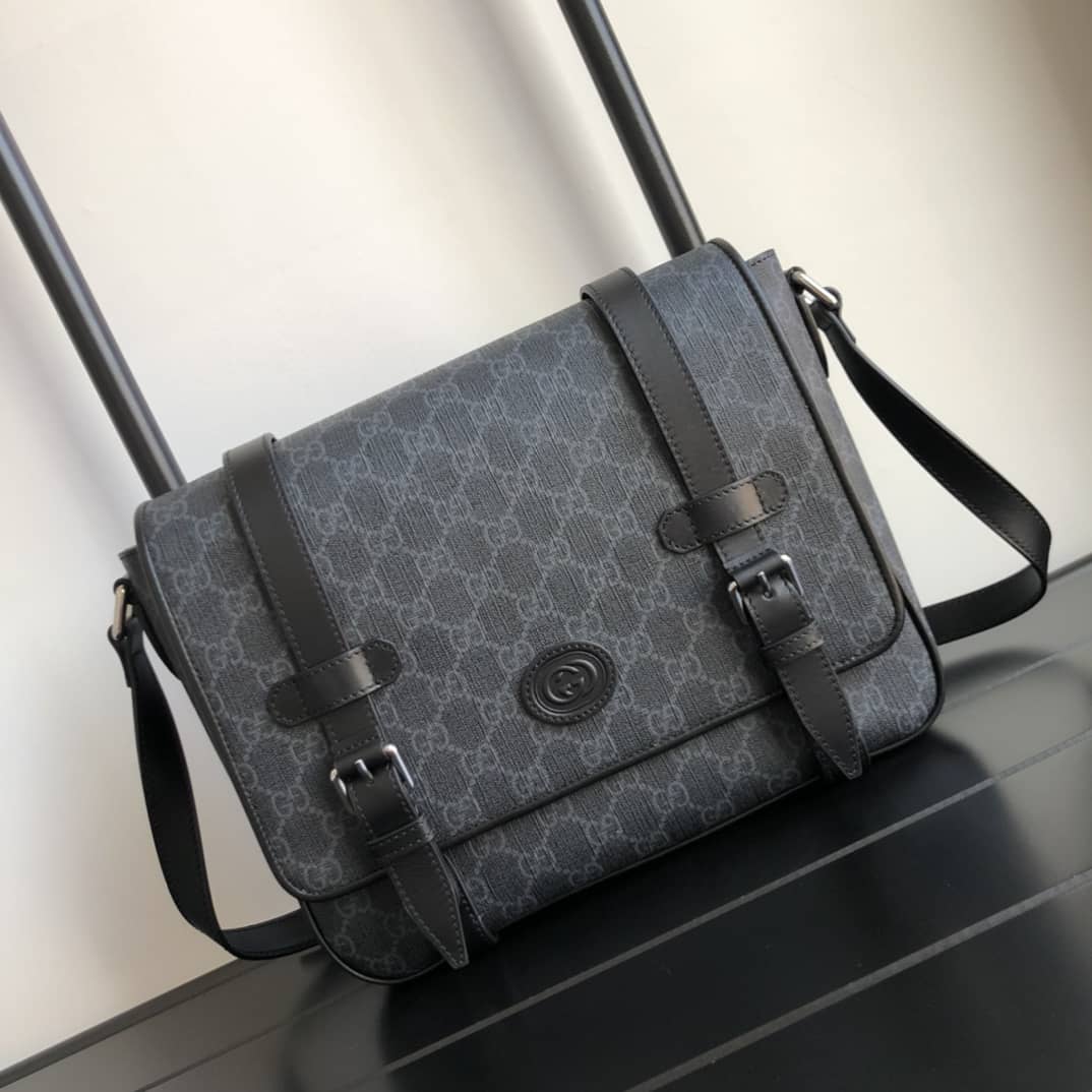 Gucci GG Supreme Canvas Messenger Bag Replica Black 658542