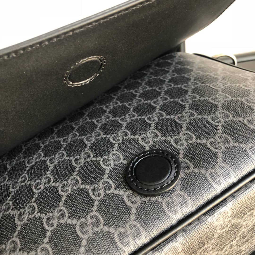 Gucci GG Guccissima Medium Canvas Crossbody Bag Replica Black 449172