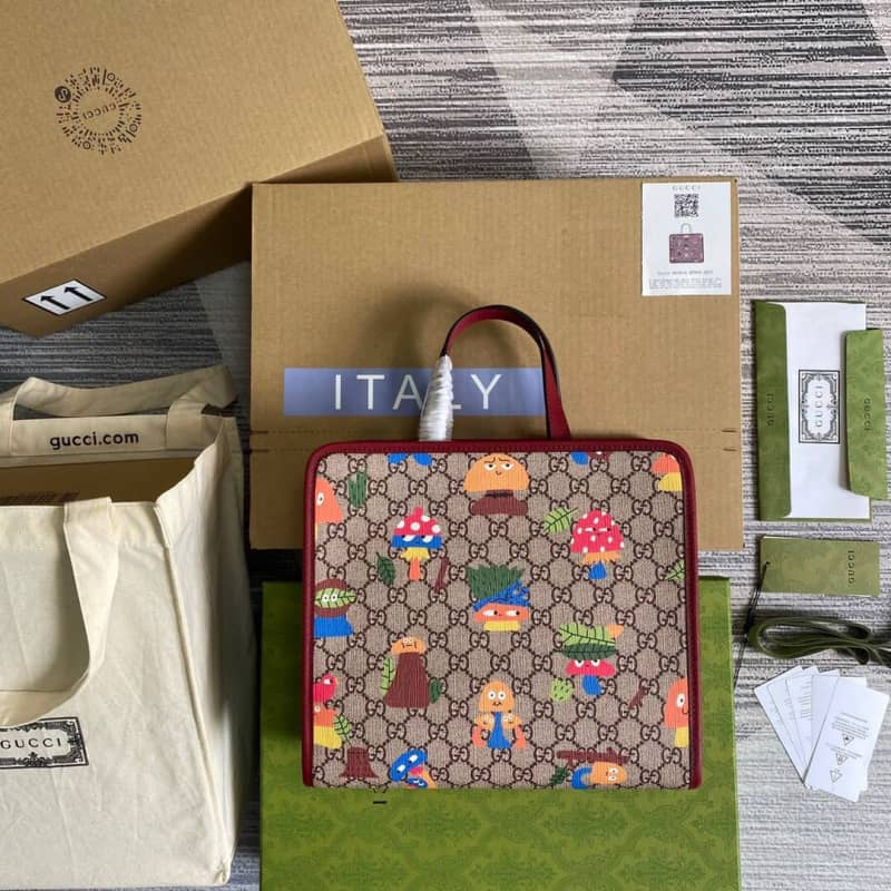 Gucci GG Supreme Kids Girl Tote Replica Red 605614