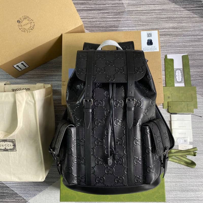 Gucci GG Embossed Leather Replica Backpack Black 625770