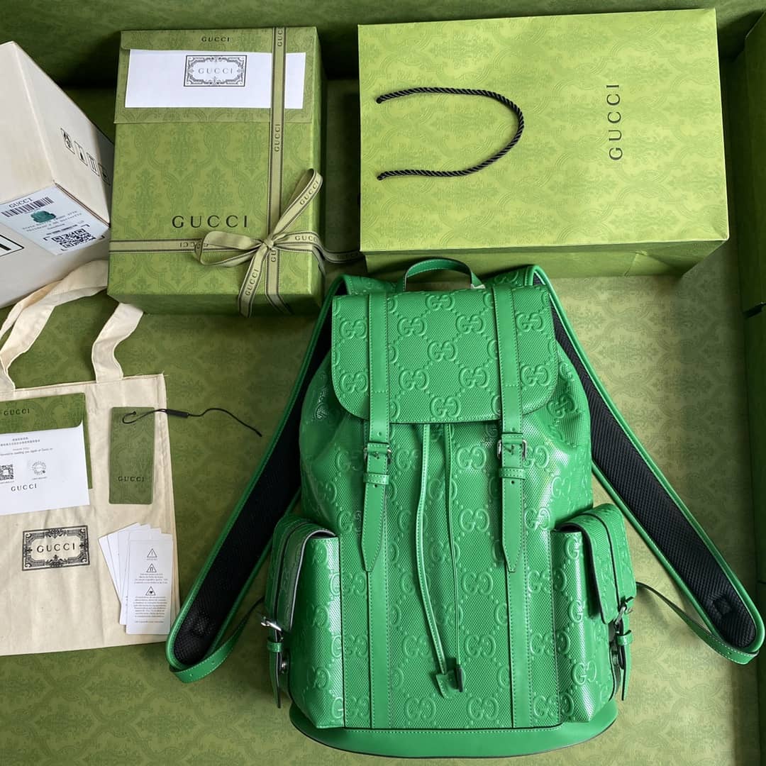 Gucci GG Embossed Backpack Replica Green 625770
