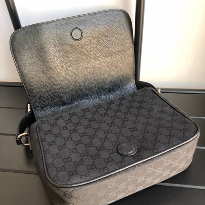 Gucci GG Guccissima Medium Canvas Crossbody Bag Replica Black 449172
