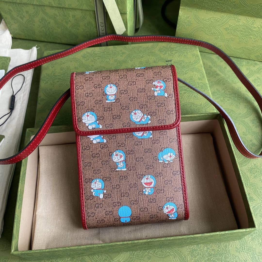 Gucci X Doraemon Mini Canvas Phone Bag Replica 647805