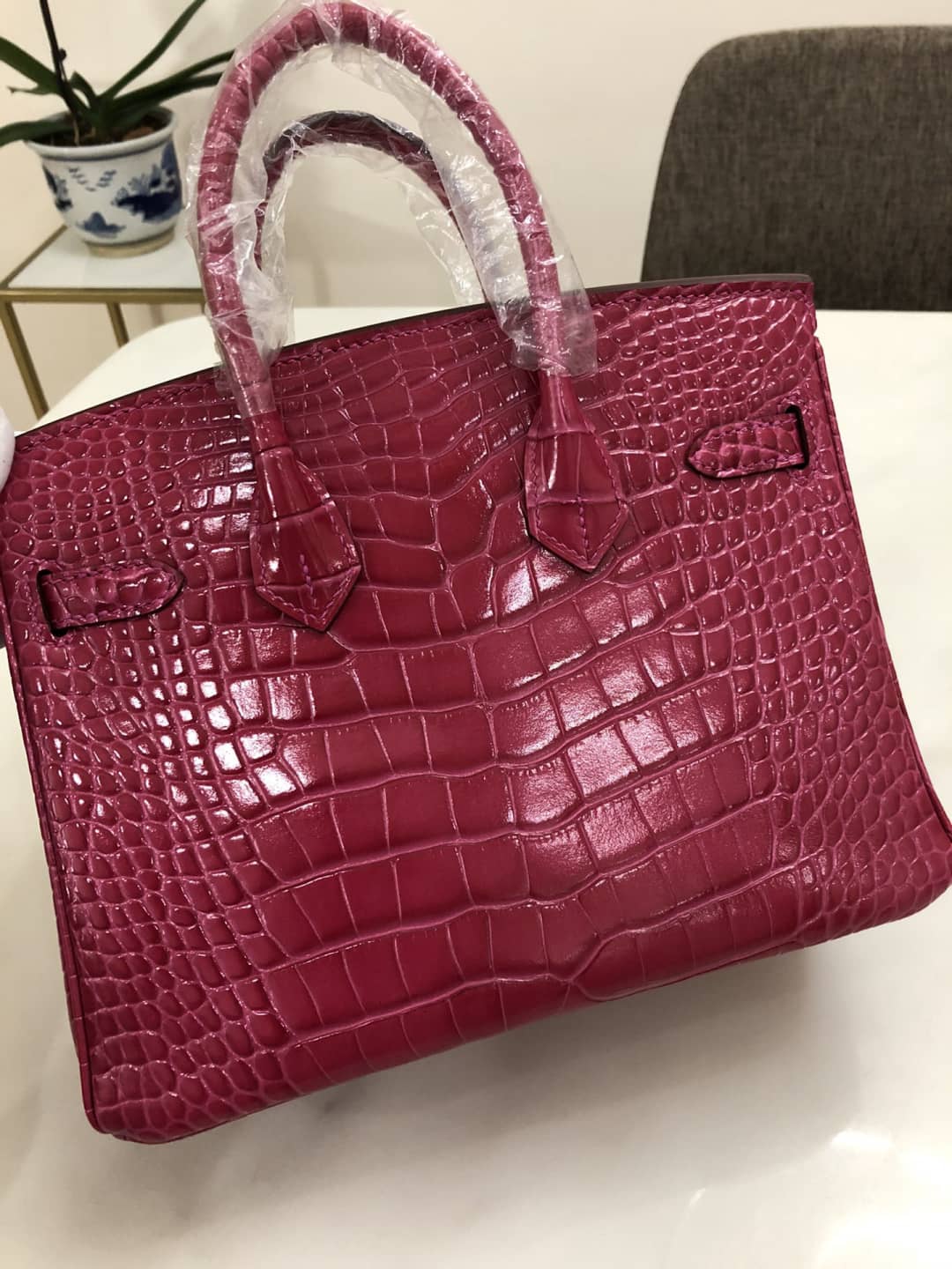 Hermes Birkin Replica 25CM Crocodile Shiny Replica Bag
