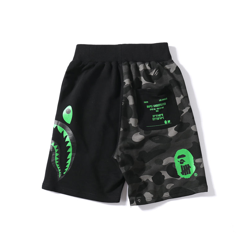 BAPE x Undefeated Shorts Shark Camo Green Pants HDCP8707