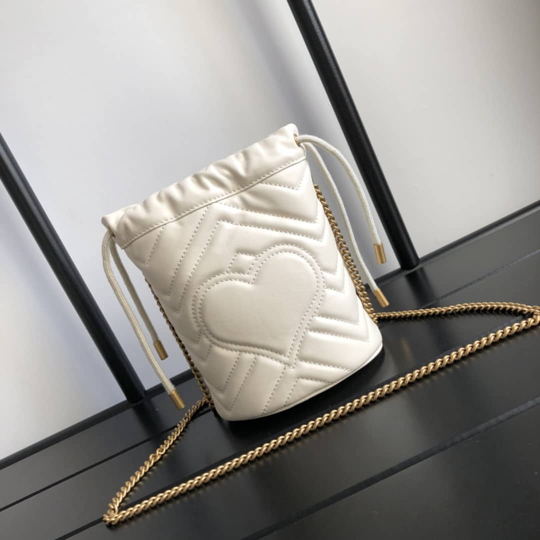 Gucci GG Marmont Mini Bucket Crossbody Bag Replica White 575163