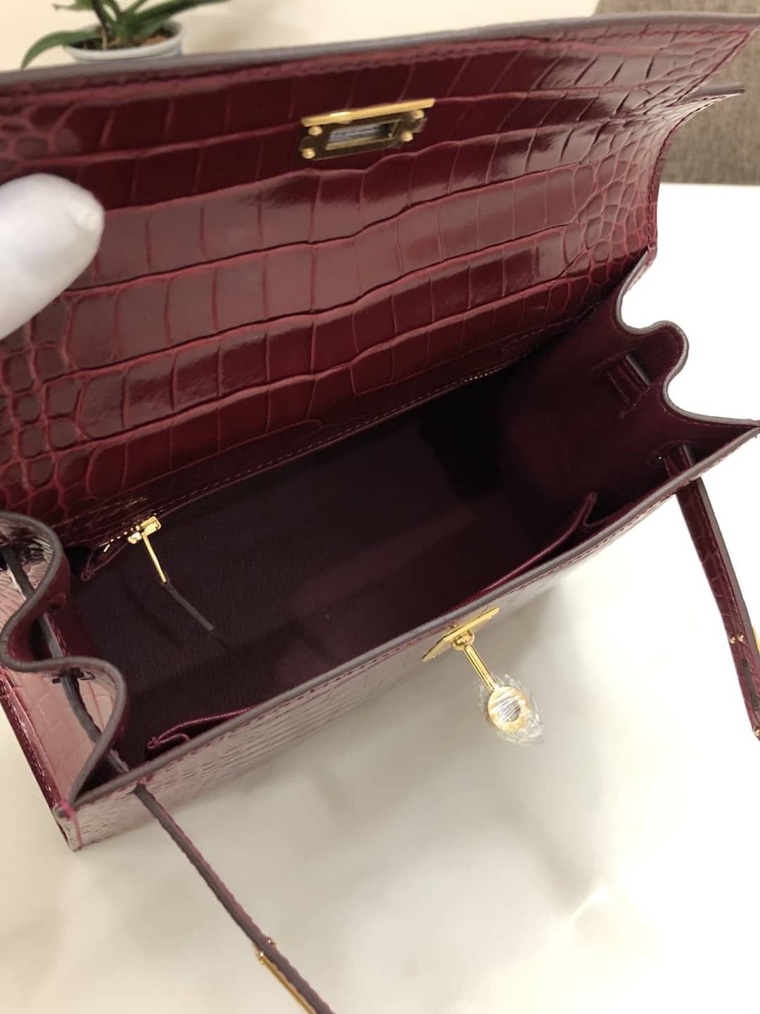 Hermes Kelly Dupe 25CM Crocodile Shiny Replica Bag