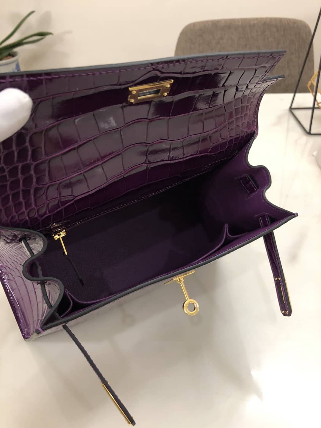 Hermes Kelly Dupe 25CM Crocodile Shiny Replica Bag