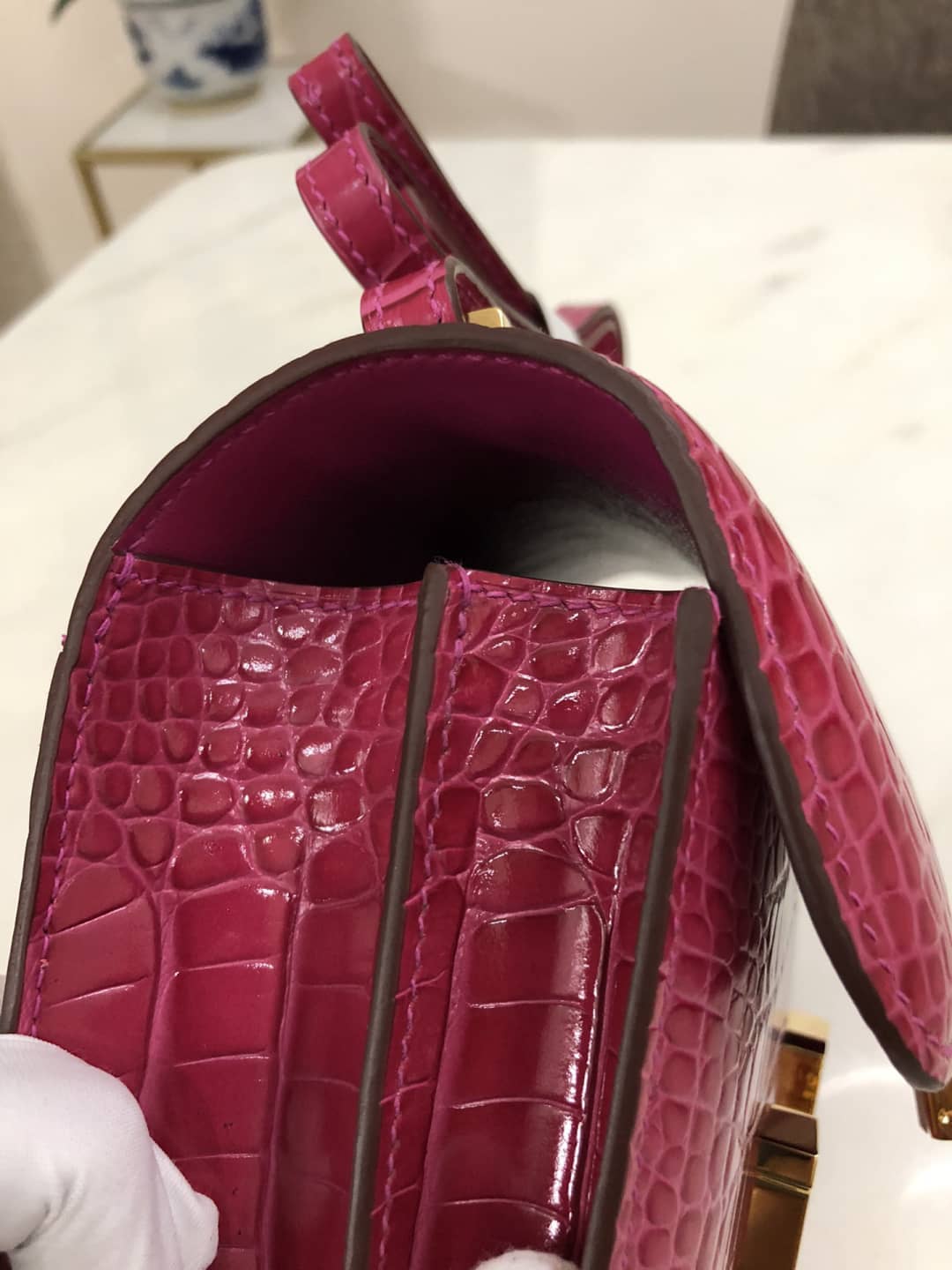 Hermes Replica Constance 18CM Crocodile Shiny Bag