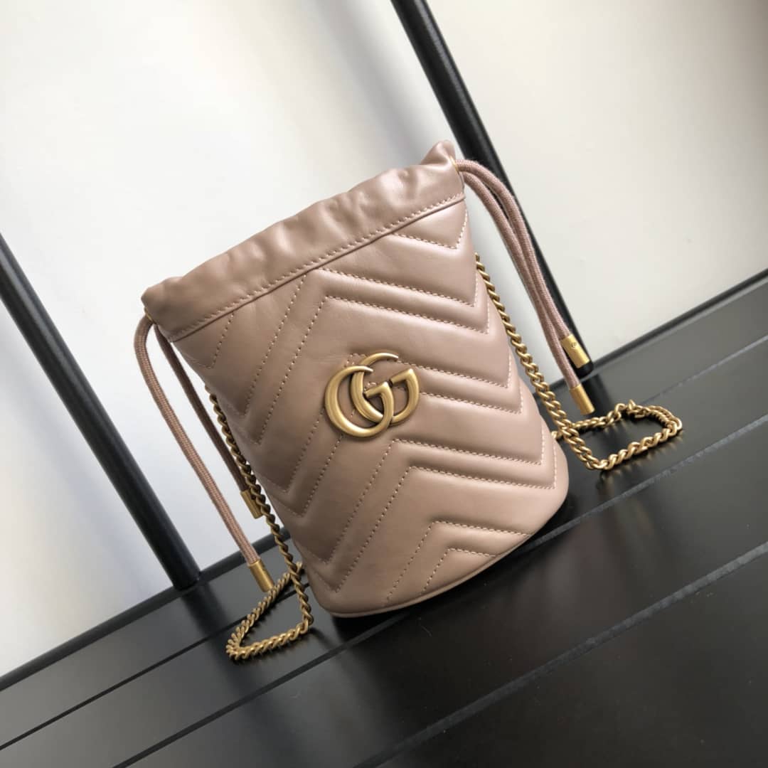 Gucci GG Marmont Mini Bucket Crossbody Bag Replica Pink 575163