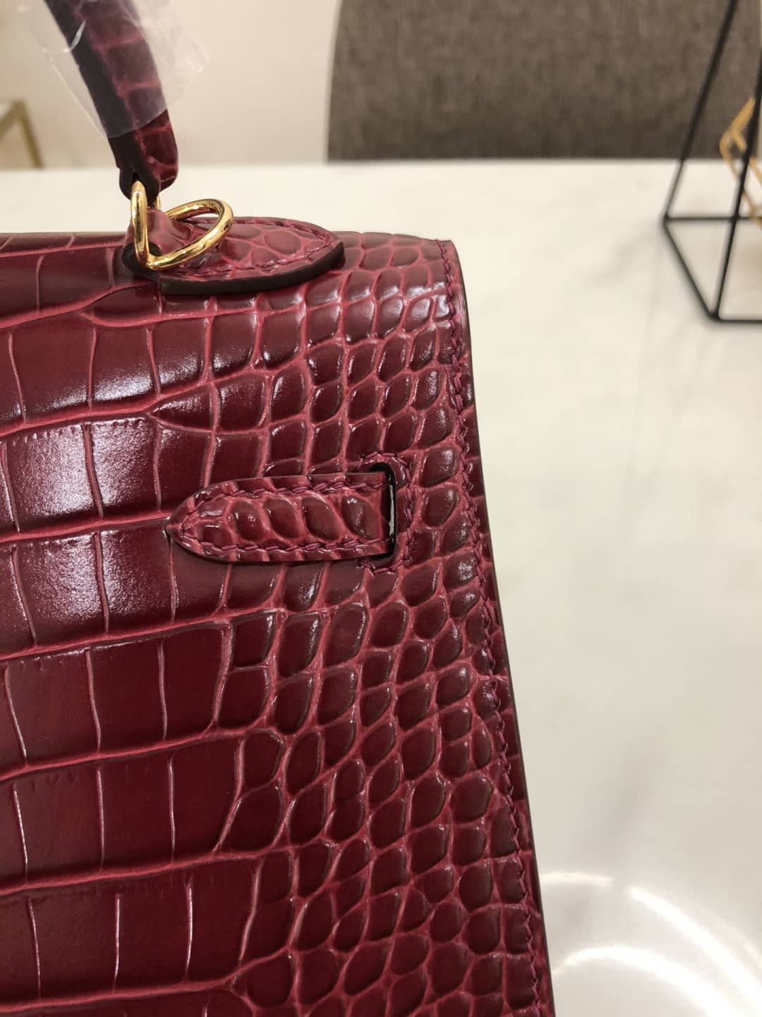 Hermes Kelly Dupe 25CM Crocodile Shiny Replica Bag