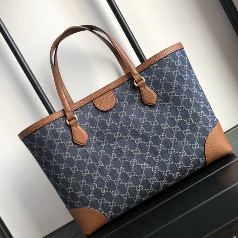 Gucci Ophidia Leather Tote Replica Blue 631685