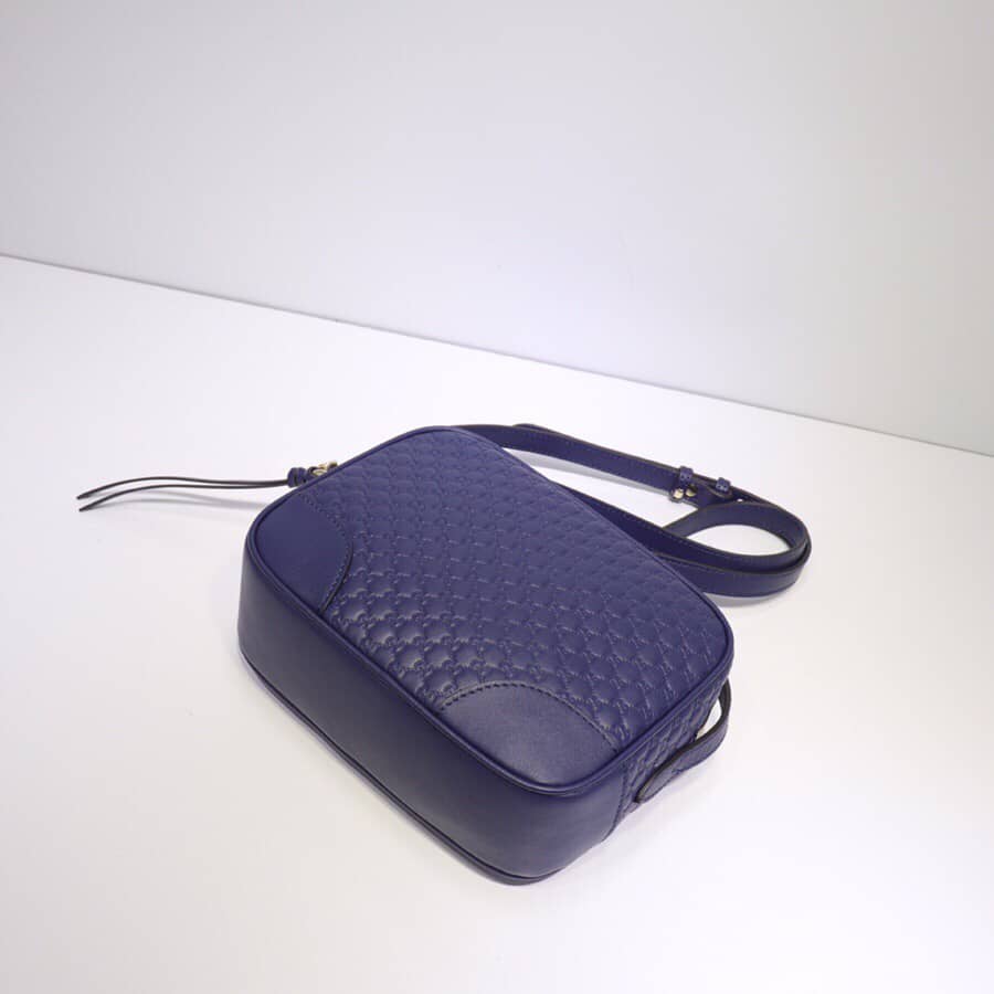 Gucci Bree Guccissima GG Leather Canvas Camera Bag Replica Blue 449413