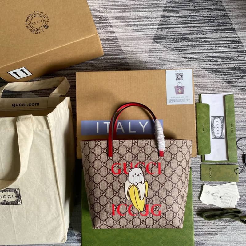 Gucci Children GG Supreme Canvas Replica Tote Brown 410812