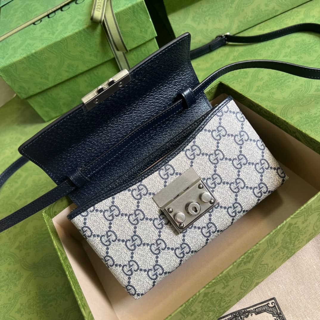 Gucci Crossbody Dupe Padlock Mini GG Supreme Canvas Top Handle 652683