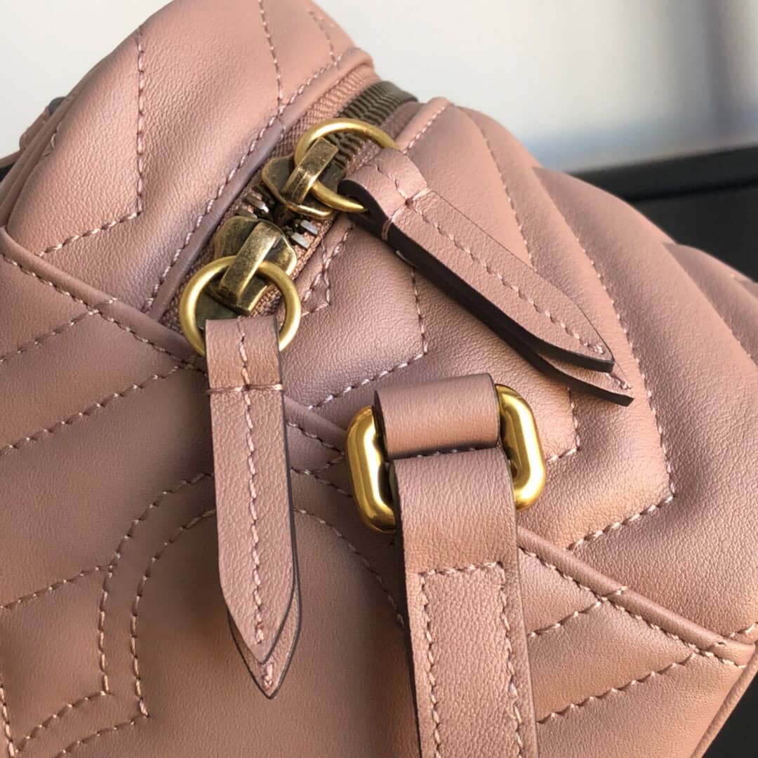 Gucci GG Marmont Matelesse Mini Round Replica Backpack Pink 598594