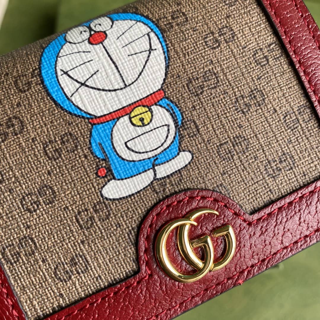 Gucci x Doraemon GG Supreme Mini Folded Wallet Replica 647788