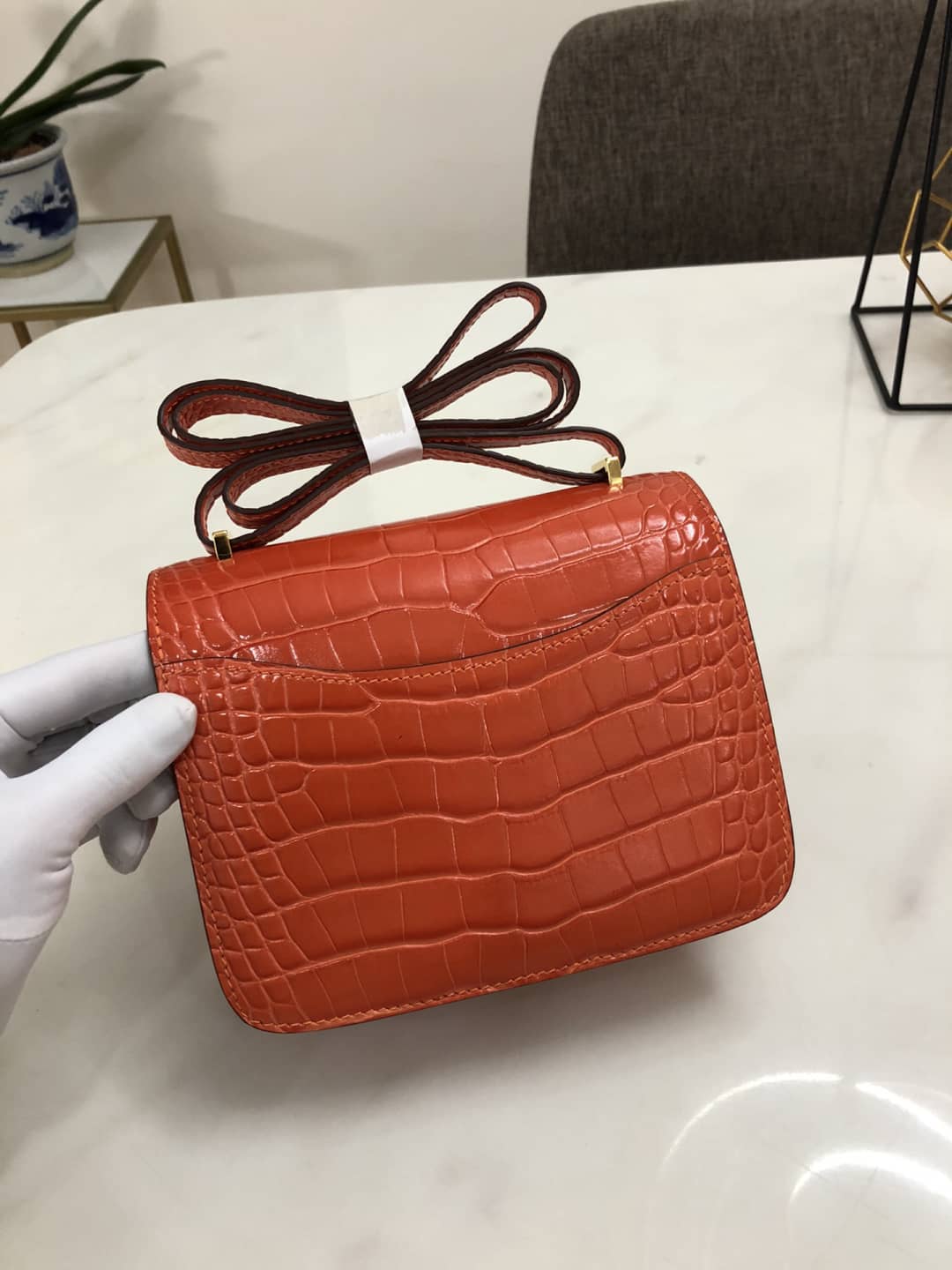 Hermes Replica Constance 18CM Crocodile Shiny Bag