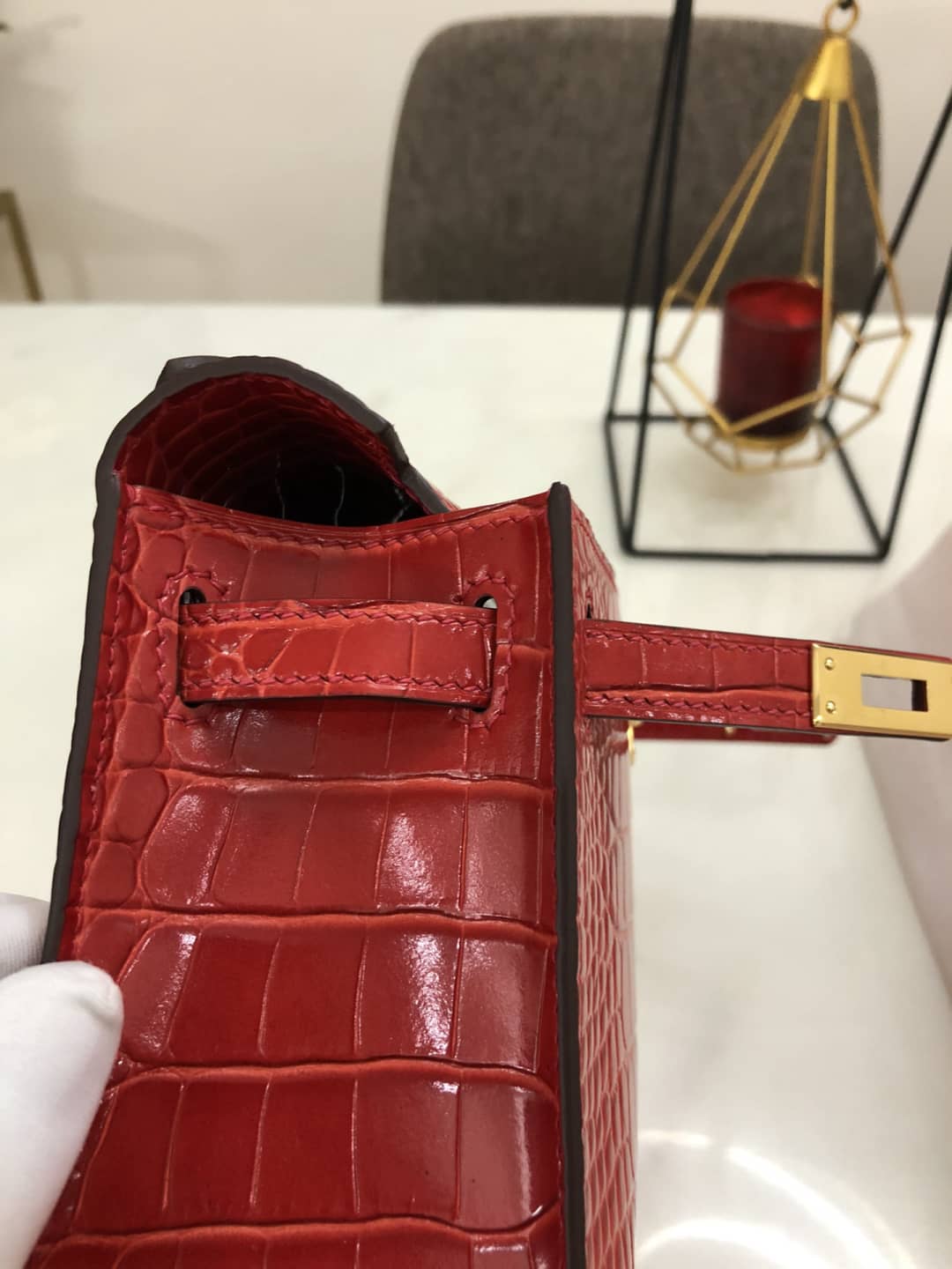Hermes Kelly Dupe 22CM Crocodile Shiny Replica Bag