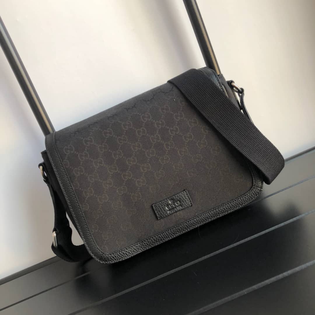 Gucci GG Guccissima Medium Canvas Crossbody Bag Replica Black 449172