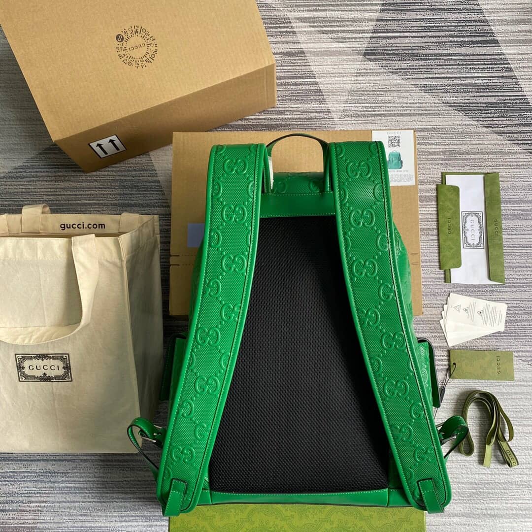 Gucci GG Embossed Leather Replica Backpack Green 625770