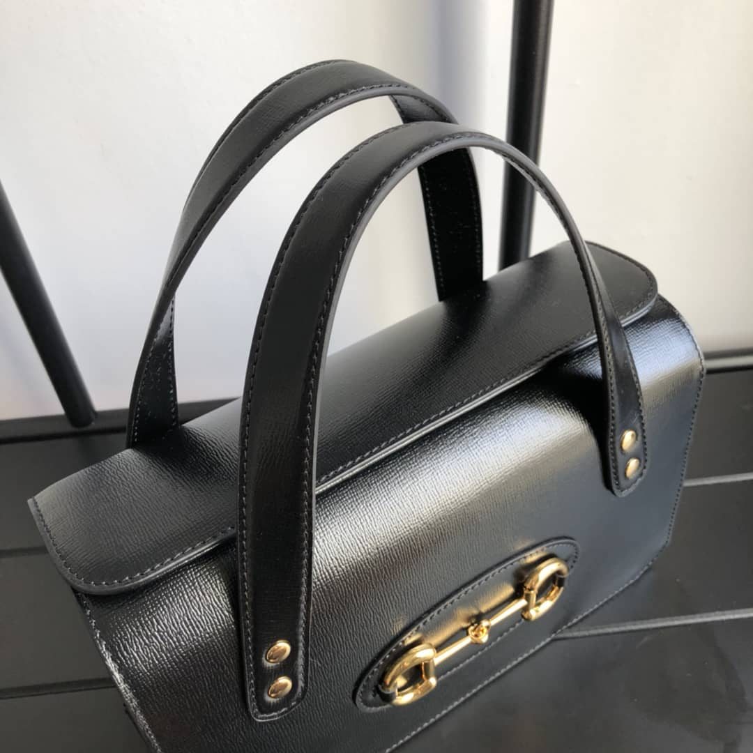 Gucci Horsebit Bag Dupe 1955 Small Top Handle Replica Bag Black 627323