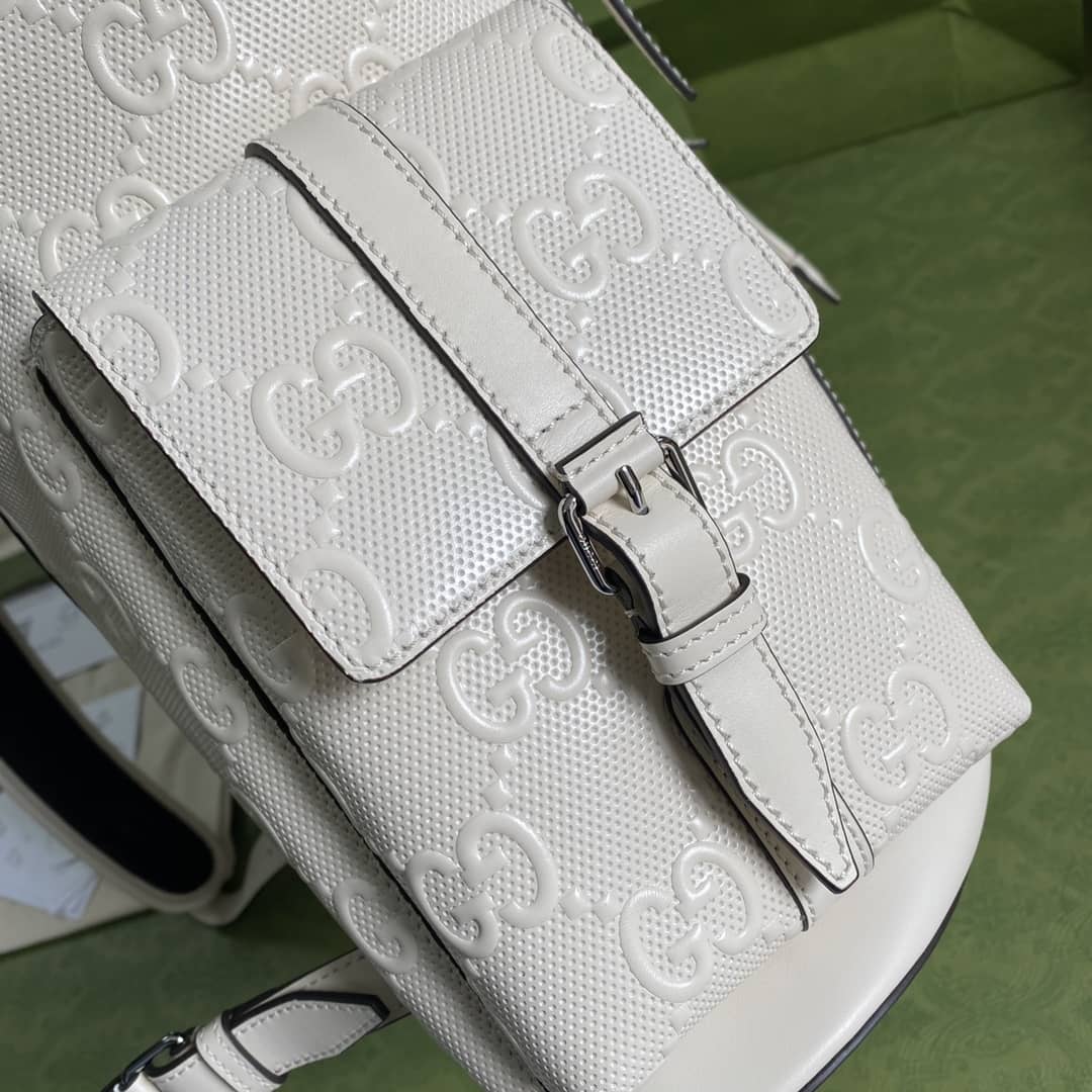Gucci GG Embossed Backpack Replica White 625770