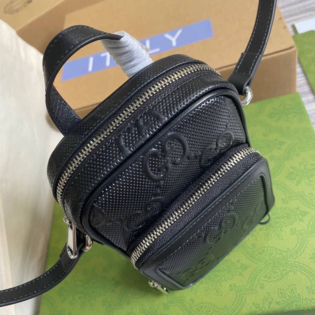 Gucci GG Embossed Mini Bag Replica Black 658553