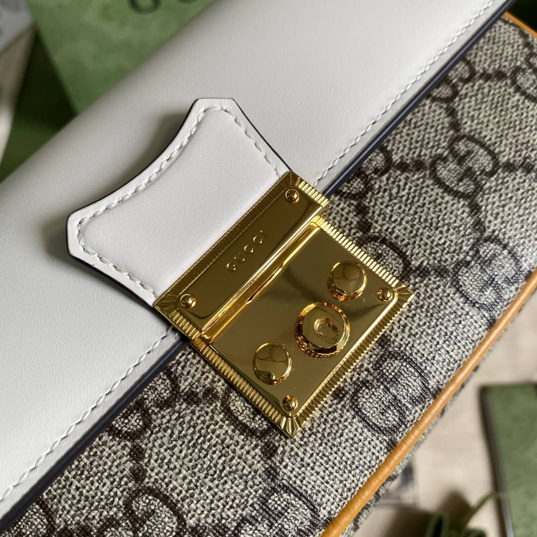 Gucci Padlock Chain Long Wallet White Replica 658226