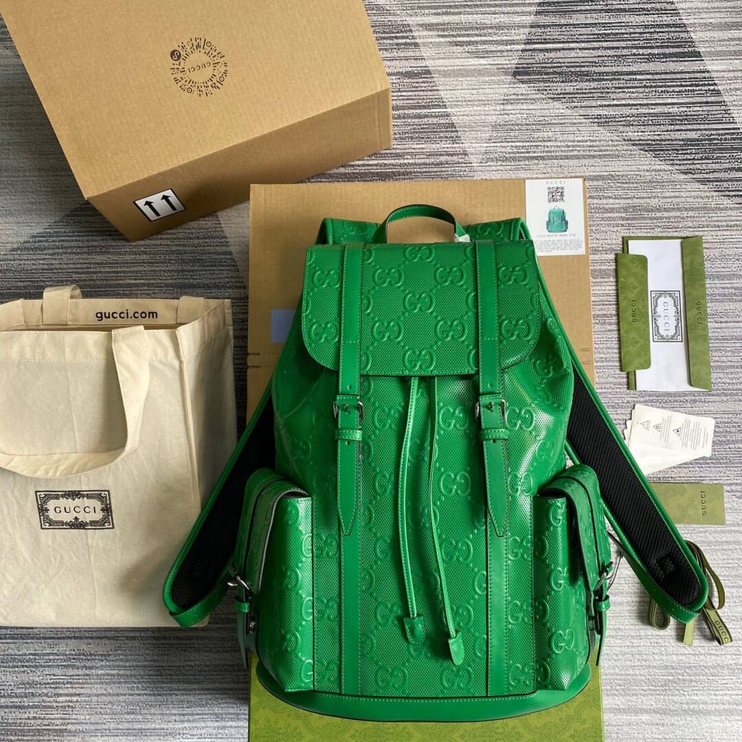 Gucci GG Embossed Leather Replica Backpack Green 625770