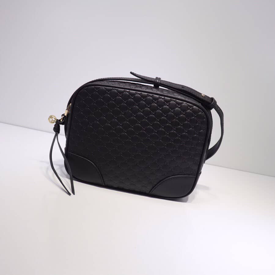 Gucci Bree Guccissima GG Leather Canvas Camera Bag Replica Black 449413