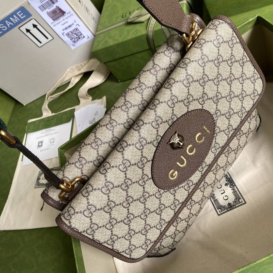 Gucci Supreme GG Cat Head Leather Messenger Bag Replica 495654
