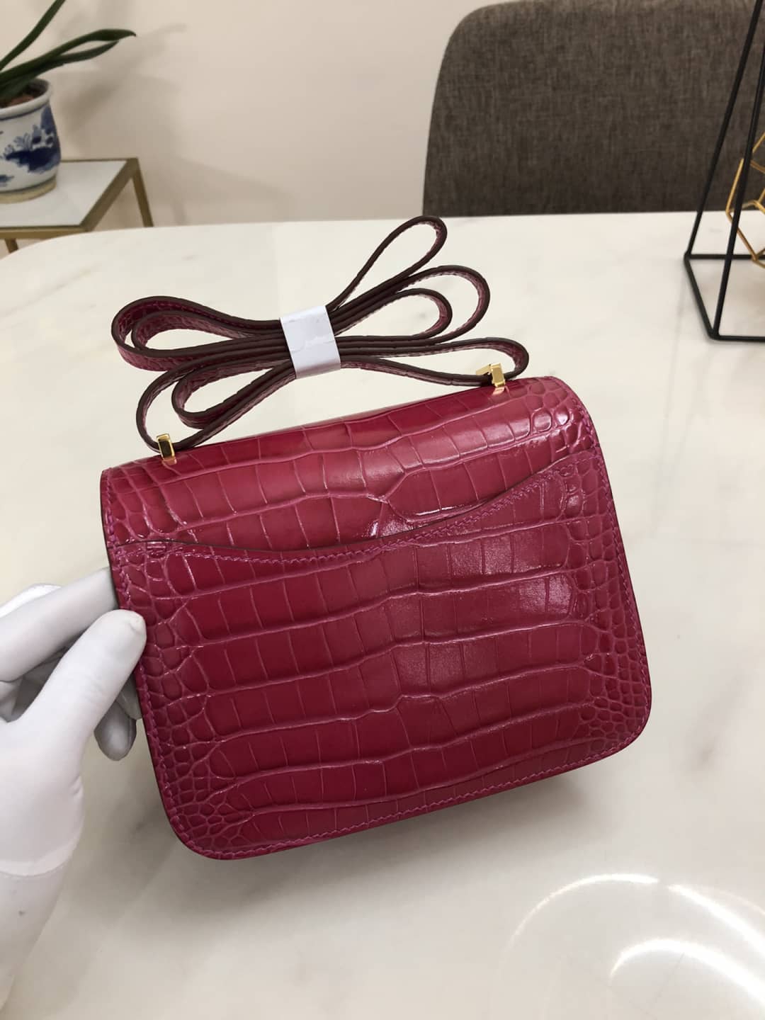 Hermes Replica Constance 18CM Crocodile Shiny Bag