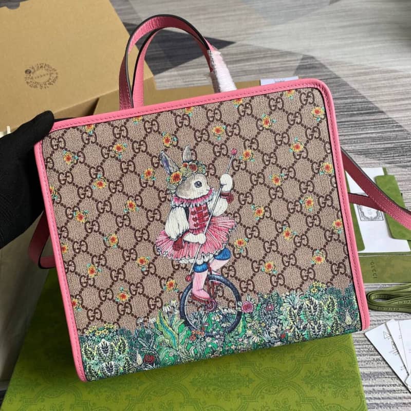 Gucci Supreme Canvas Children Yuko Higuchi Tote Replica Pink 630542