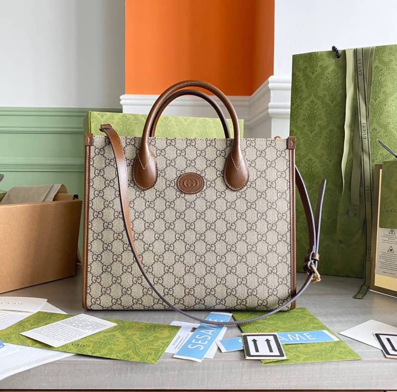 Gucci Canvas GG Supreme Small Tote Replica Gray 659983