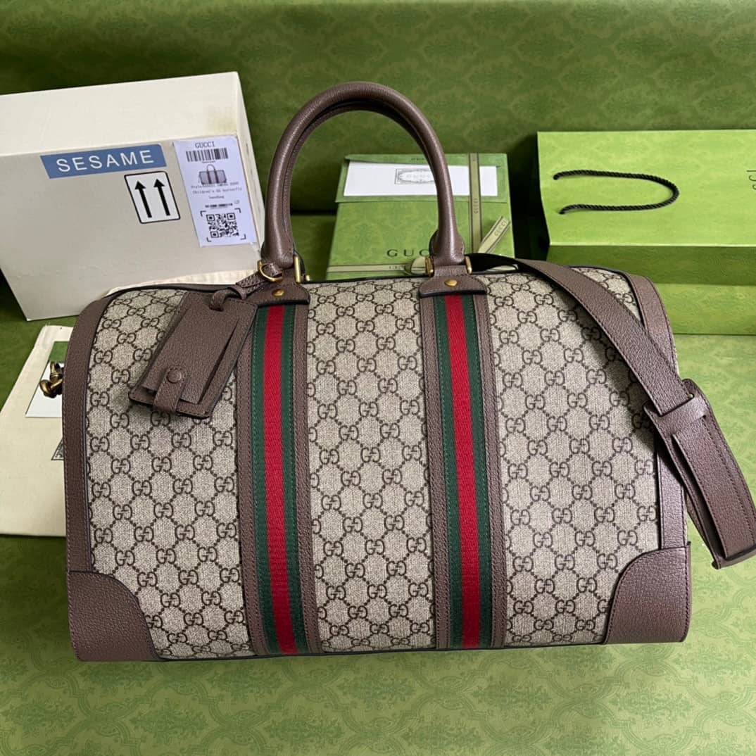 Gucci GG With Web Leather Duffle Bag 645021 Replica