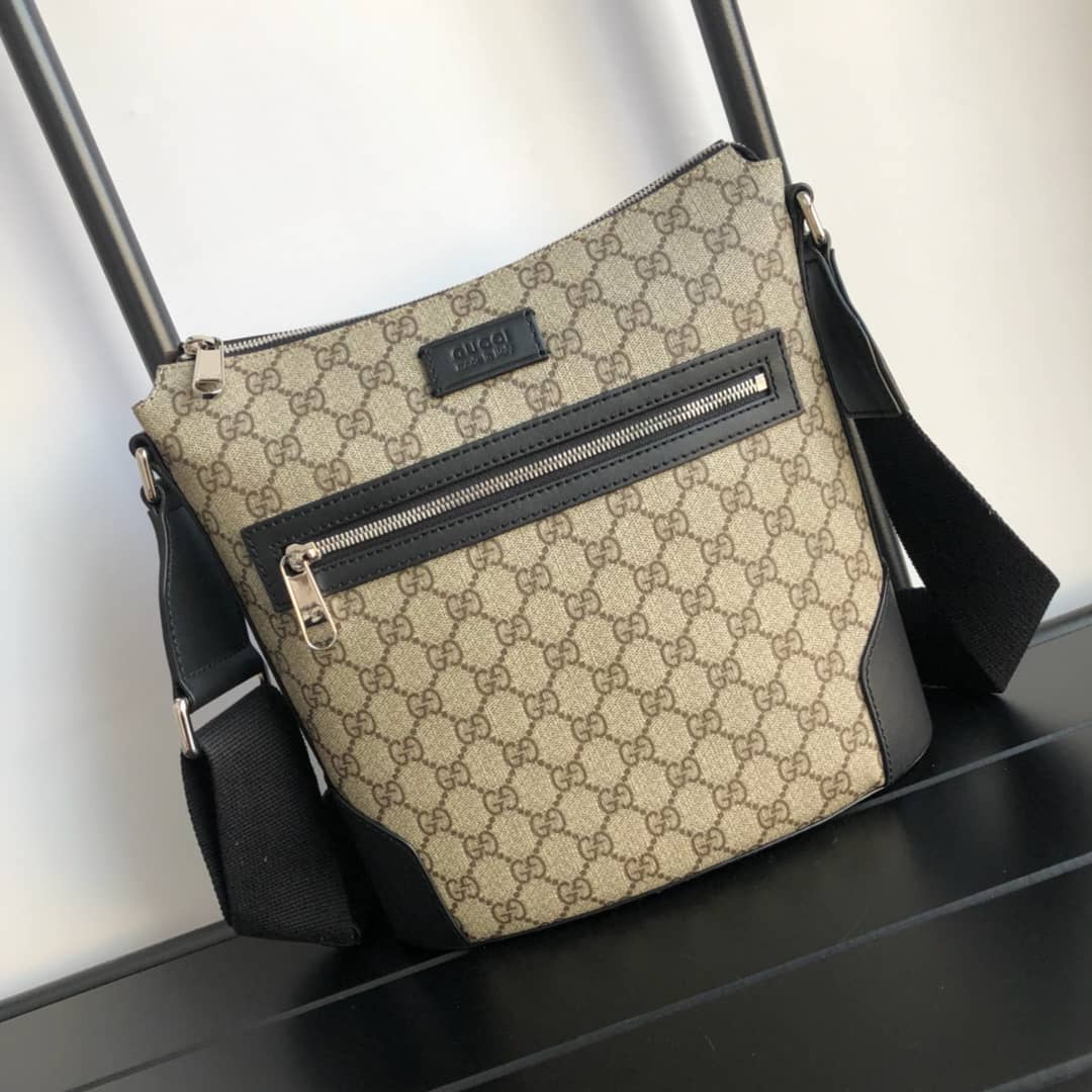 Gucci Mens Supreme Leather Double G Messenger Bag Replica 406388
