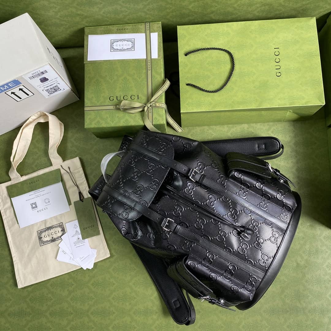 Gucci GG Embossed Backpack Replica Black 625770