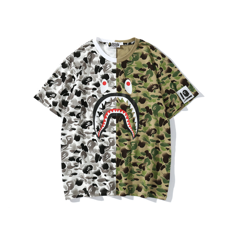 Bape Ink Painting Camo College Cotton T Shirt 1716