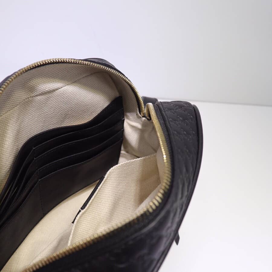 Gucci Bree Guccissima GG Leather Canvas Camera Bag Replica Black 449413
