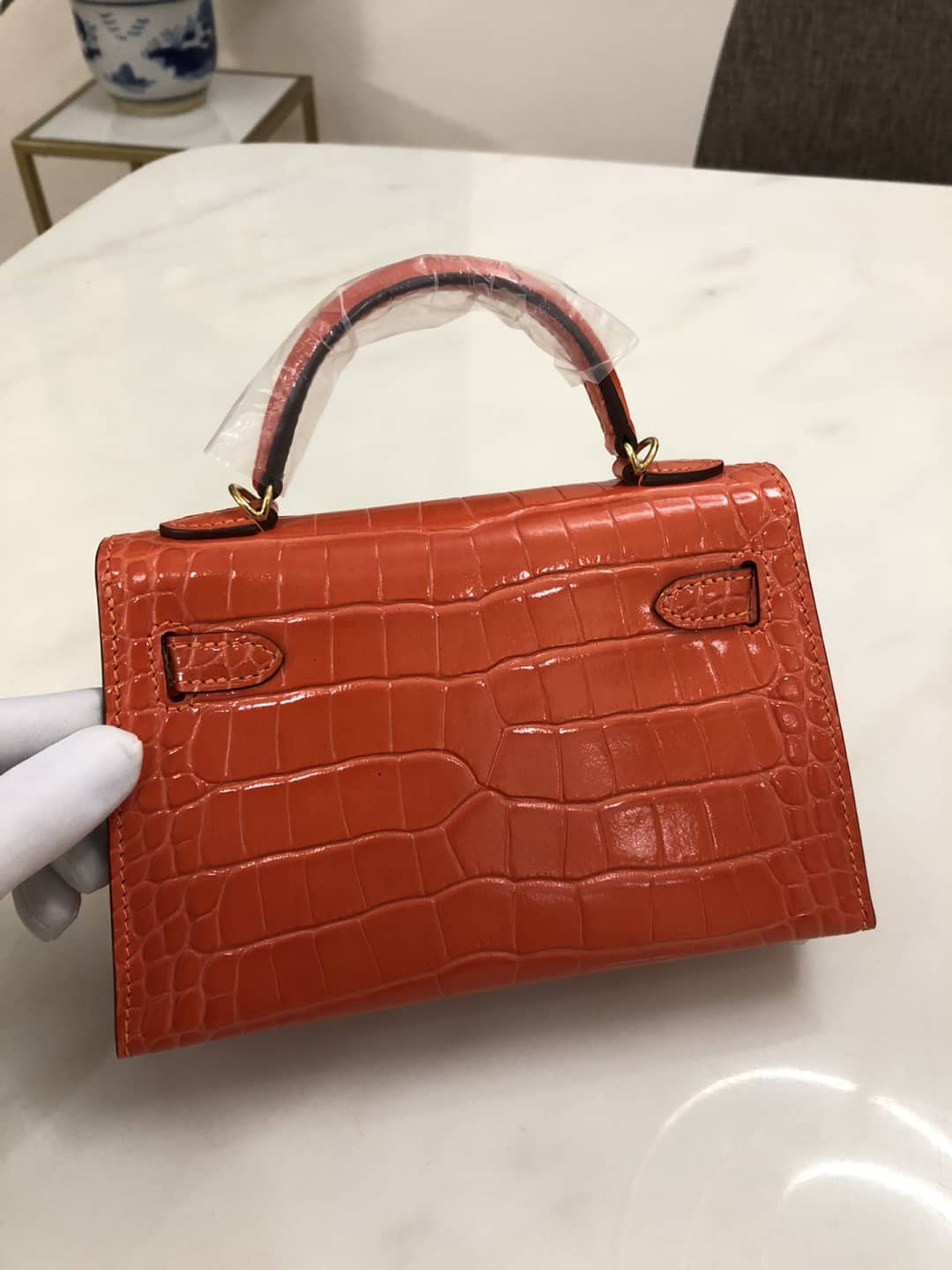 Hermes Kelly Dupe Mini19CM Crocodile Shiny Replica Bag